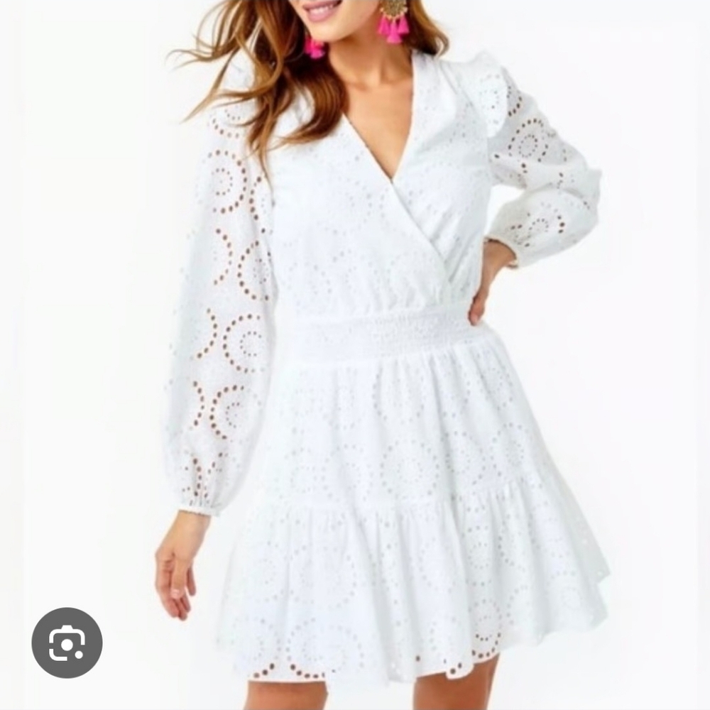 Lilly Pulitzer White Long Sleeve Eyelet Dress